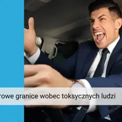 Wściekły mężczyzna w garniturze za kierownicą. Jak się bronić przed toksycznymi ludźmi.