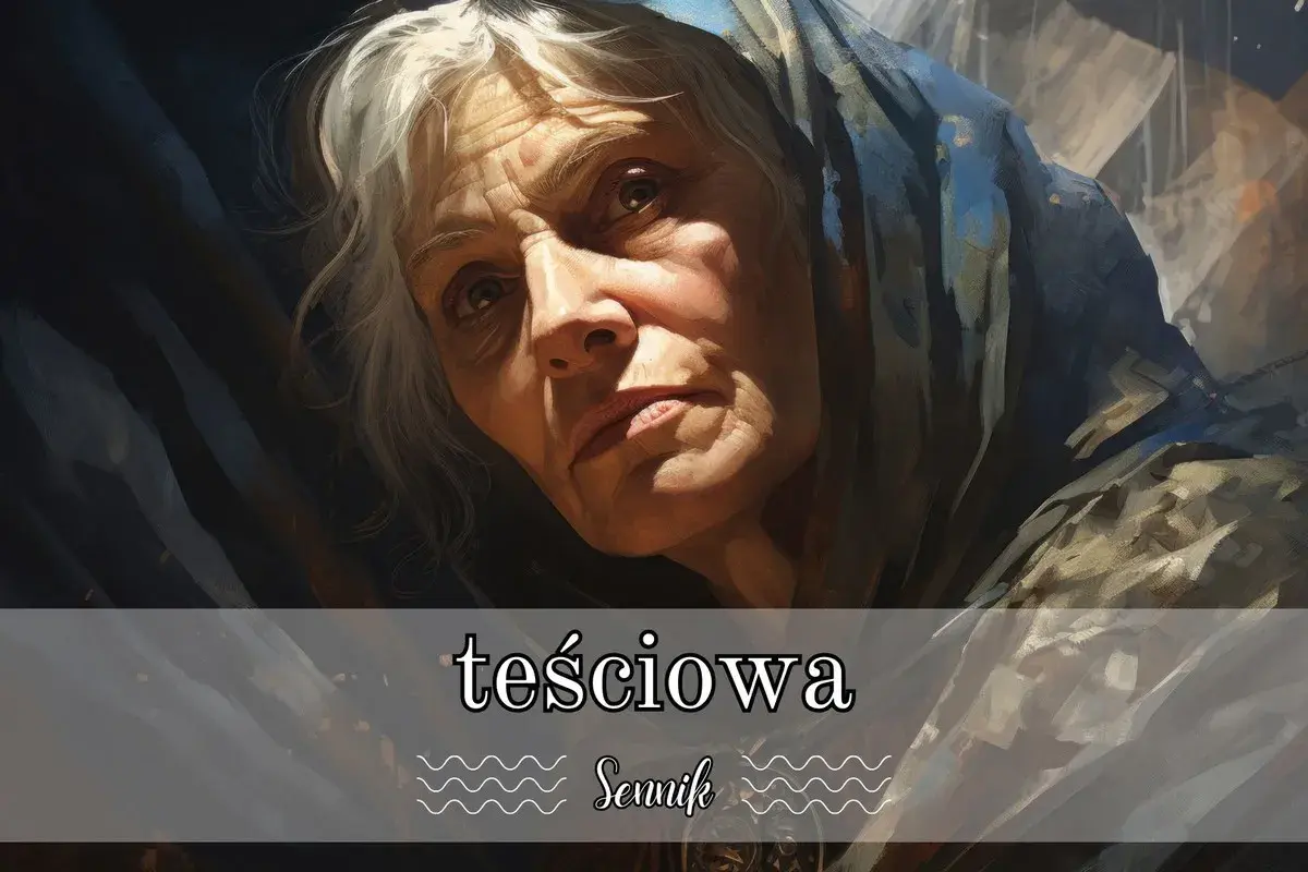 Portret starszej kobiety w chustce, przypominającej sen o byłej teściowej.