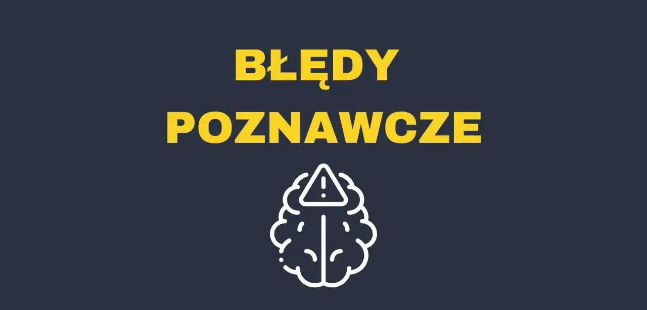 Błędy poznawcze: schemat mózgu z wykrzyknikiem w trójkącie ostrzegawczym.