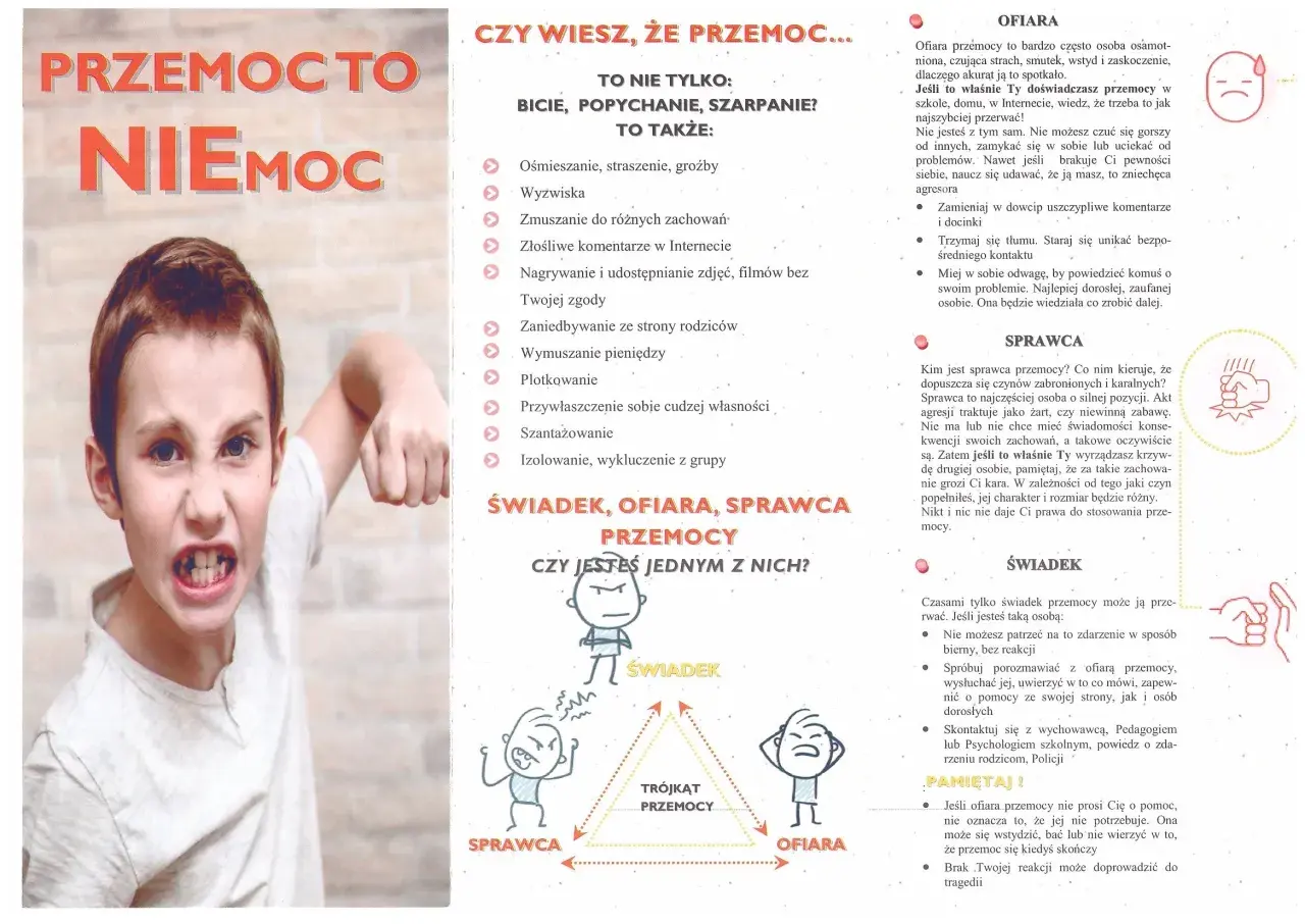 Zaciśnięta pięść chłopca i jego wściekła mina sugerują, że ktoś chce się na nim wyżywać. Przemoc to nie tylko bicie, ale też wyzwiska i plotki.
