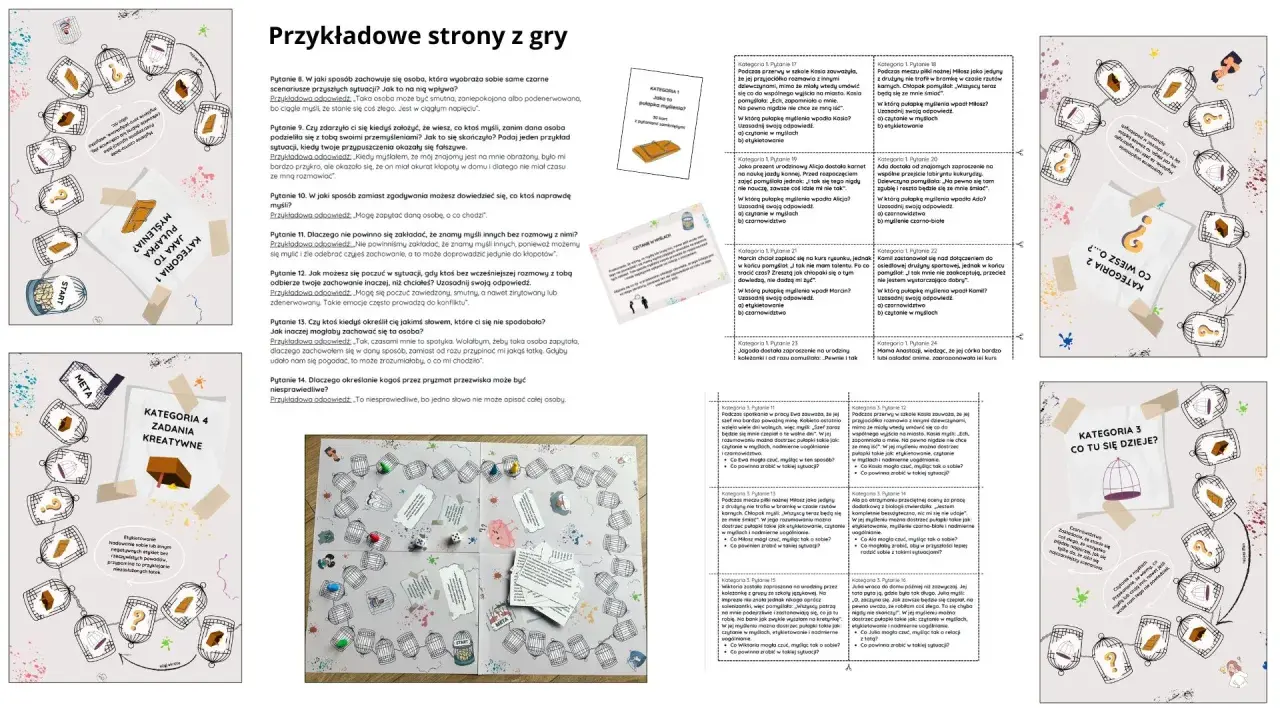 Gra planszowa z pytaniami, które pomagają zrozumieć, jak dać facetowi do myślenia, analizując różne pułapki myślenia i sytuacje.